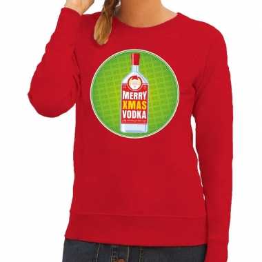 Foute kersttrui merry christmas vodka rood dames