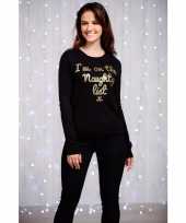 Dames kersttrui zwart met gouden pailletten