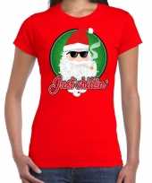 Fout kerst shirt just chillin stoere santa rood voor dames