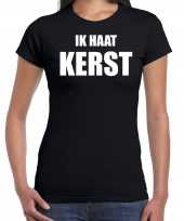Fout kerst t shirt ik haat kerst zwart voor dames
