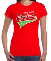 Fout kerst t shirt merry fucking christmas rood voor dames