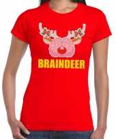 Foute kerst t shirt braindeer rood voor dames