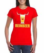 Foute kerst t shirt reinbeer rood voor dames