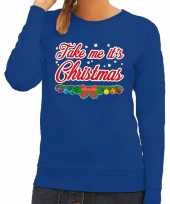 Foute kersttrui blauw take me its christmas voor dames