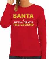 Santa kersttrui sweater outfit the man the myth the legend rood voor dames
