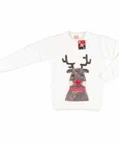 Witte dames kersttrui met rendier